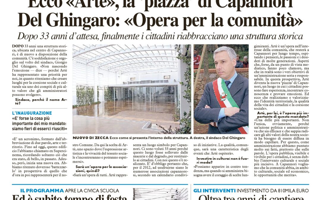 Ecco “Artè” la ‘piazza’ di Capannori. Del Ghingaro: “Opera per la comunità”